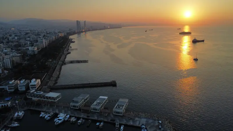 Yacht berths at Limassol Marina seen from above
