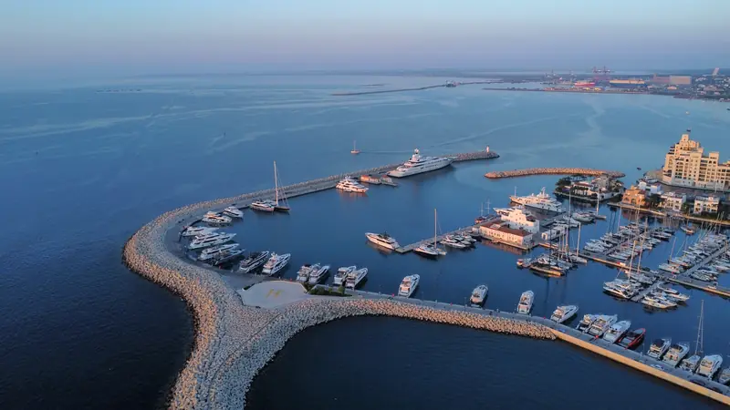 Limassol Marina and the coastline of Limassol from the air