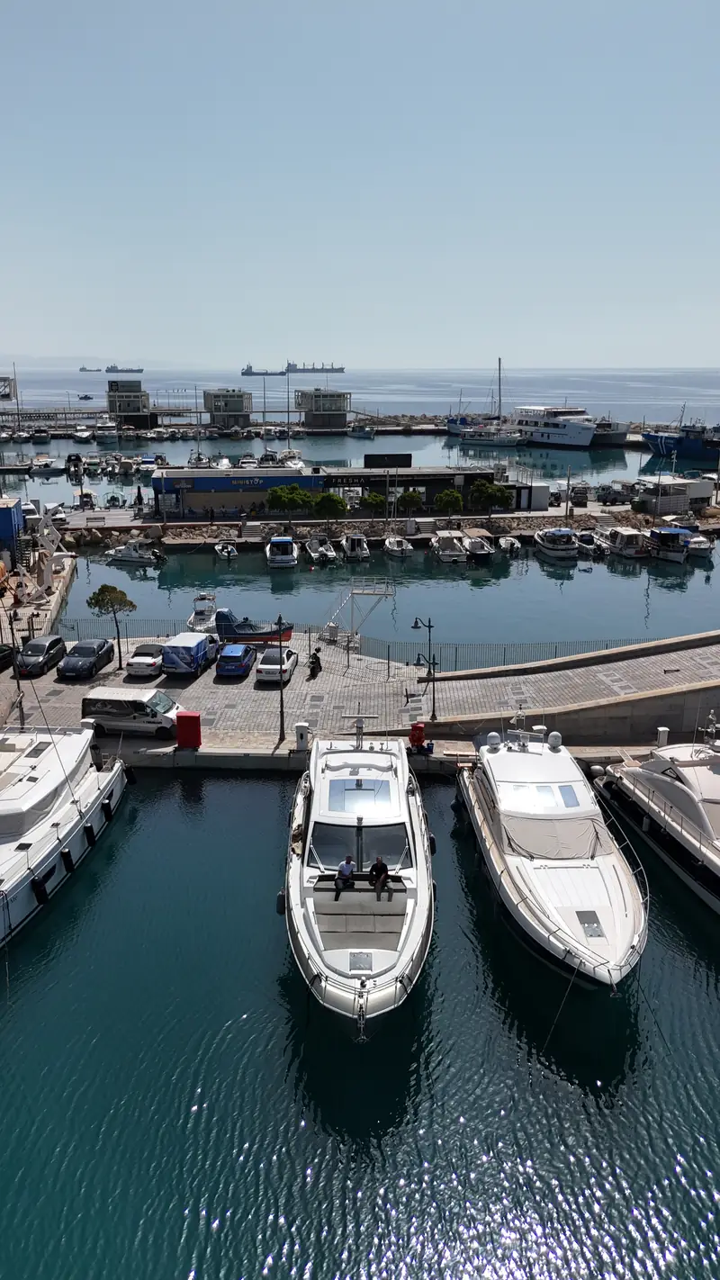 Motor yachts moored at the old port of Limassol, Cyprus